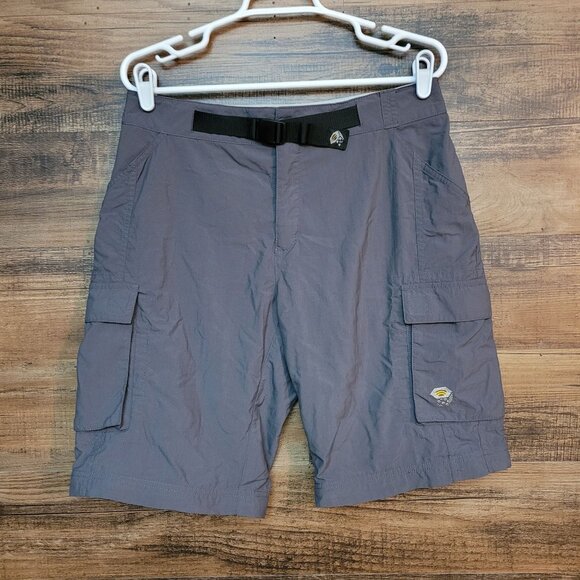 Mountain Hardware Nylon Belted Cargo Shorts M Gray Active Wear Outdoors Hiking - Picture 1 of 8